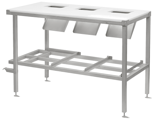 Стол жиловочный с системой разделения на три ящика