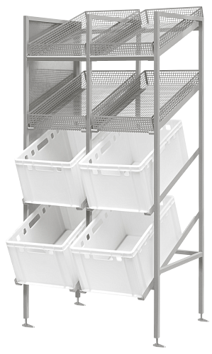 Стеллаж-елочка четырехъярусный для ящиков и сеток